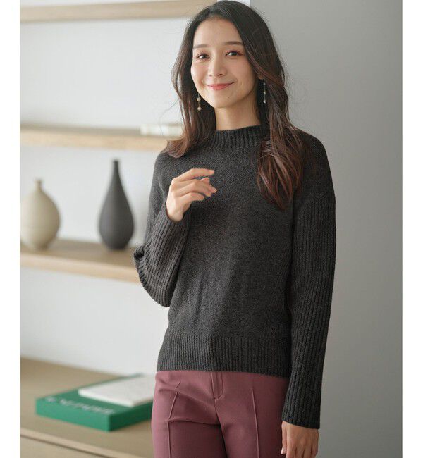 any SiS「【洗える】サイドケーブルアンゴラブレンド ニット」|ニット・セーター|チャコール