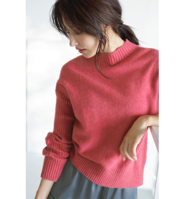 any SiS「【洗える】サイドケーブルアンゴラブレンド ニット」|ニット・セーター|ベリーピンク