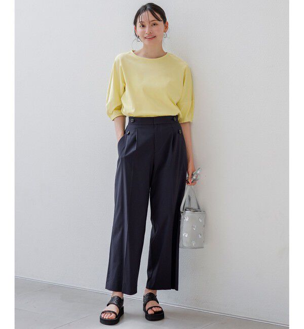 ANY SIS「【撥水・汗ジミ防止・UVケア・洗える】スーピマスムース クロップド Tシャツ」|Tシャツ・カットソー|