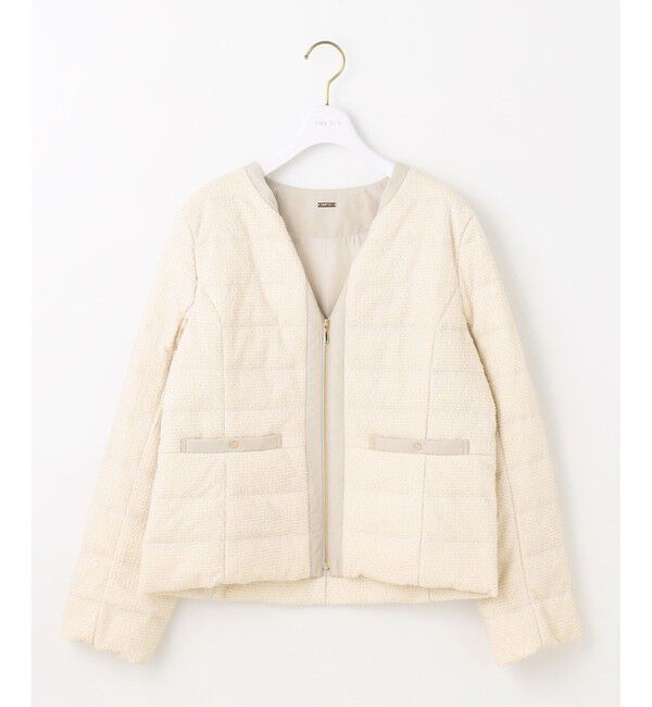 ANY SIS「【2WAY】ツイードノーカラー ダウンジャケット」|ダウン|