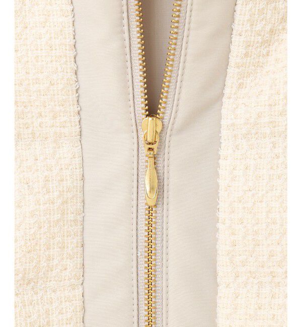 ANY SIS「【2WAY】ツイードノーカラー ダウンジャケット」|ダウン|