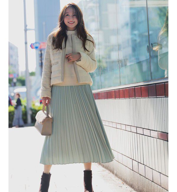 ANY SIS「【2WAY】ツイードノーカラー ダウンジャケット」|ダウン|