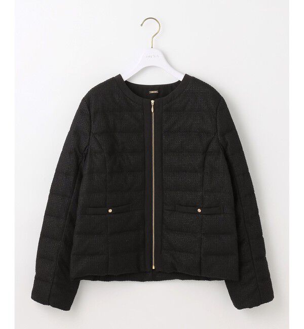 ANY SIS「【2WAY】ツイードノーカラー ダウンジャケット」|ダウン|