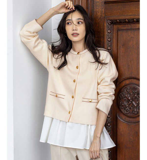 ANY SIS「CICA加工 ニット ジャケット」|カーディガン|