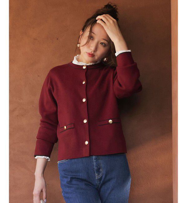 ANY SIS「CICA加工 ニット ジャケット」|カーディガン|