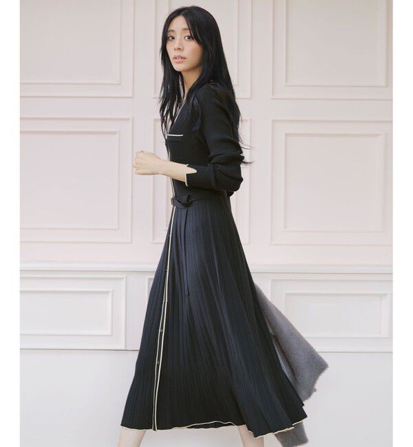 ANY SIS「バイカラーデザインニット ワンピース」|ワンピース|