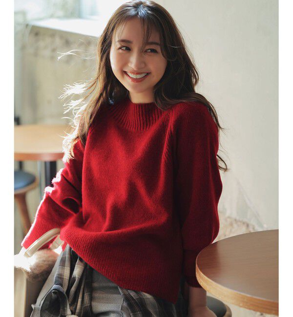 ANY SIS「ボートネックAir ニット」|ニット・セーター|レッド