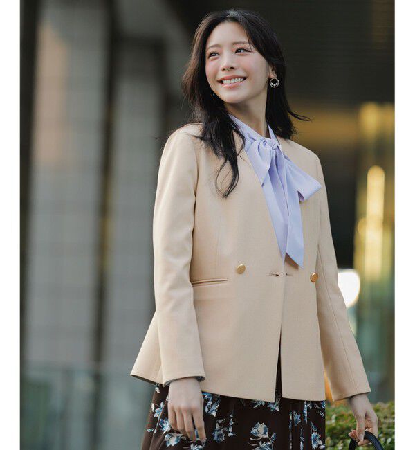 ANY SIS「褒めらレディストレッチ カラーレス ジャケット」|ノーカラージャケット|ﾍﾞｰｼﾞｭ