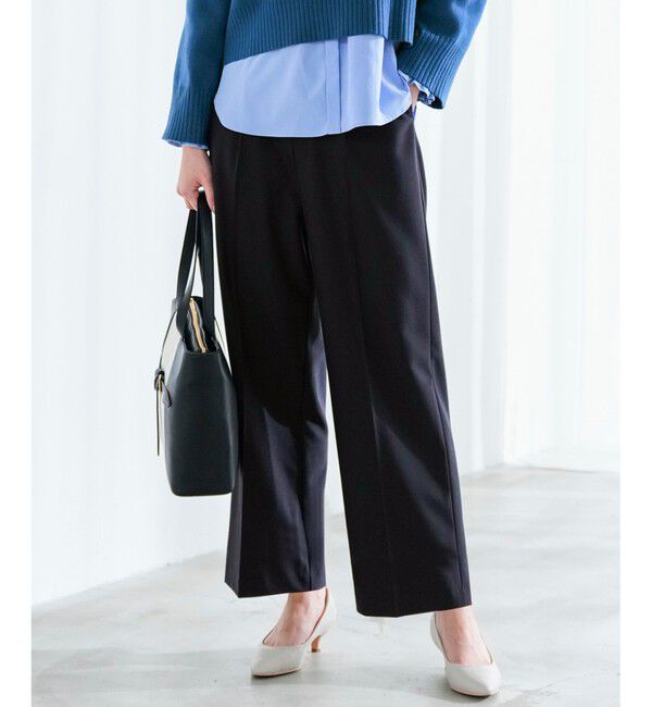 ANY SIS「褒めらレディストレッチ ワイドパンツ」|その他|ネイビー