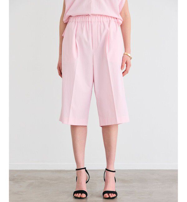 BEIGE,「【接触冷感/UVカット/洗える】YANN / ウエストゴムハーフタックパンツ」|その他|Pink