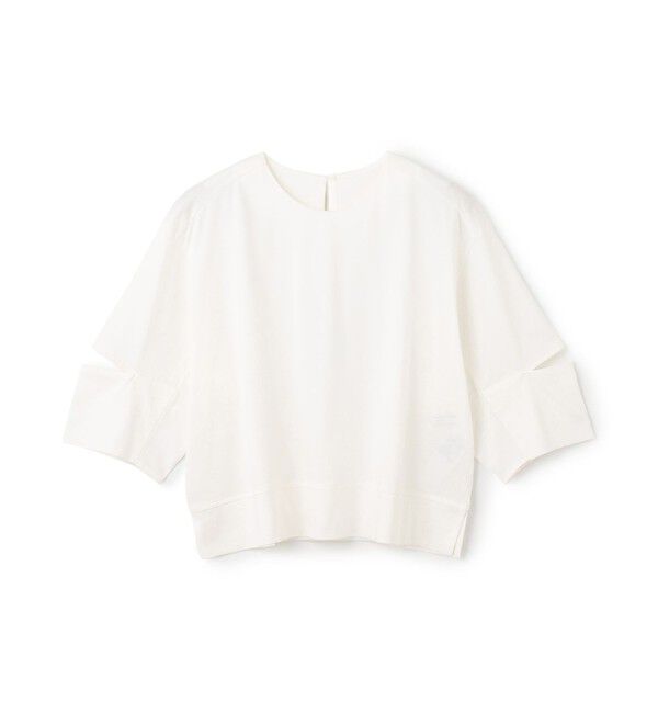 BEIGE,「【洗える】DUOMO / コットンスリットスリーブトップス」|Tシャツ・カットソー|