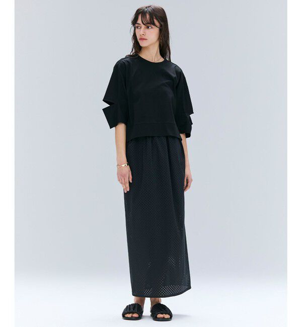 BEIGE,「【洗える】DUOMO / コットンスリットスリーブトップス」|Tシャツ・カットソー|