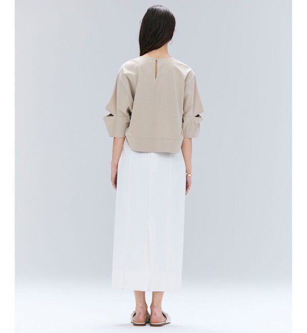 BEIGE,「【洗える】DUOMO / コットンスリットスリーブトップス」|Tシャツ・カットソー|