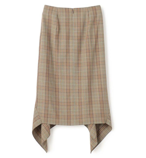 BEIGE,「SELMA / チェックウールラッフルスカート」|スカート|