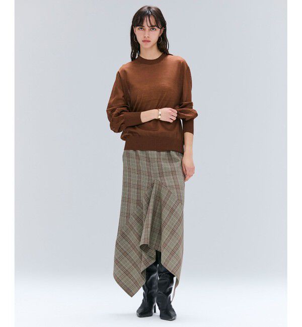 BEIGE,「SELMA / チェックウールラッフルスカート」|スカート|