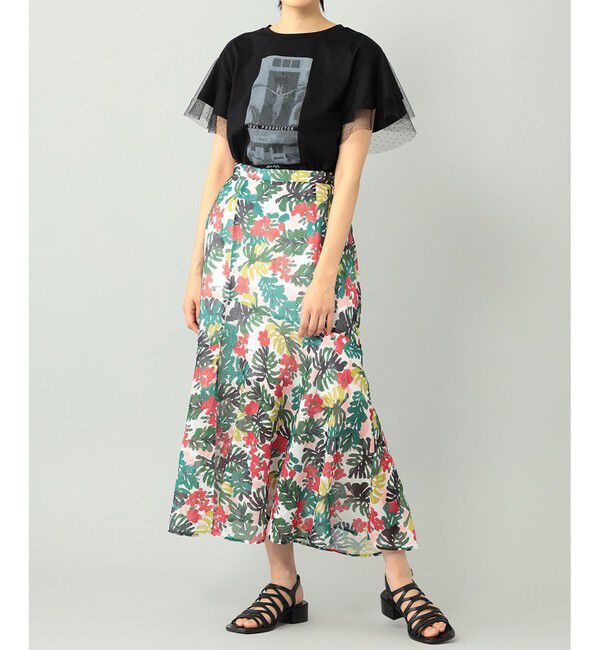  「リーフプリントロングスカート」|スカート|