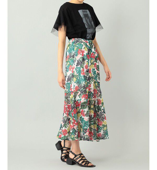  「リーフプリントロングスカート」|スカート|