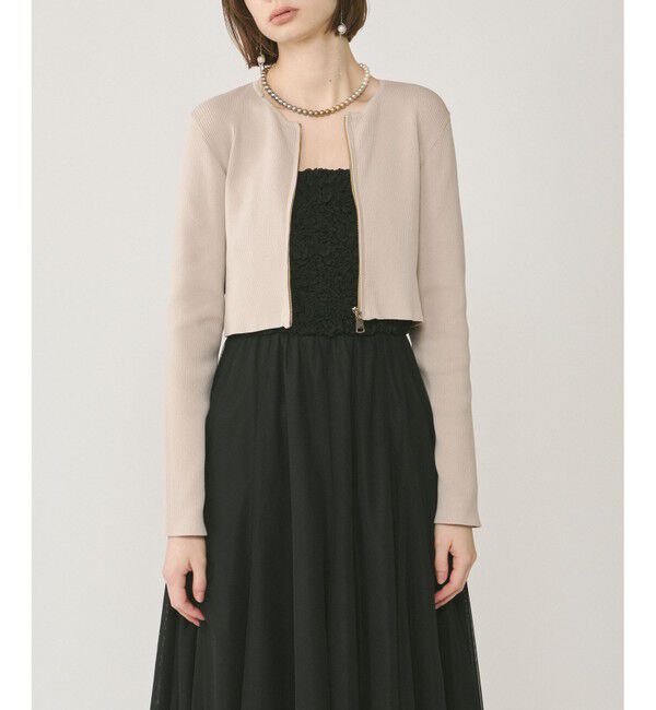 GRACE CONTINENTAL「ショートリブニットカーディガン」|ニット・セーター|ベージュ