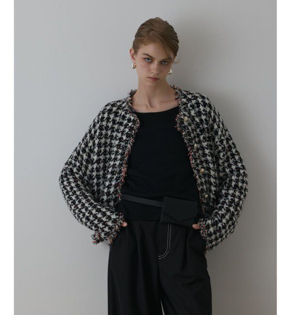 Diagram「ツイードニットショートカーディガン」|カーディガン|ブラック