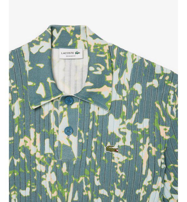 LACOSTE「オーディエンステキスタイルリブニットポロシャツ」|ニット・セーター|