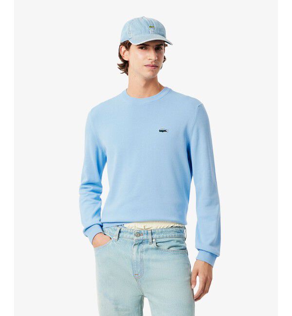 LACOSTE「ランドスケープワニロゴコットンニットセーター」|ニット・セーター|ライトブルー