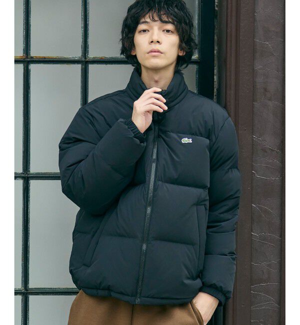 LACOSTE「撥水 防風 テクニカルファブリック ボリュームダウンフーデッドジャケット」|ダウン|