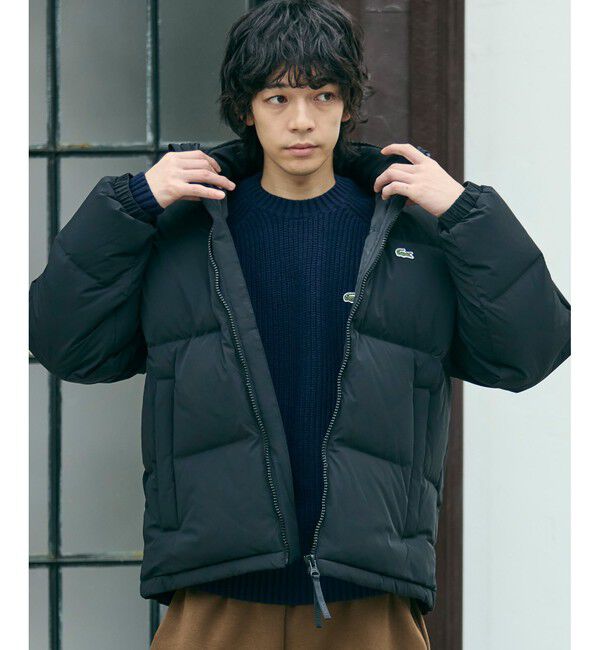 LACOSTE「撥水 防風 テクニカルファブリック ボリュームダウンフーデッドジャケット」|ダウン|