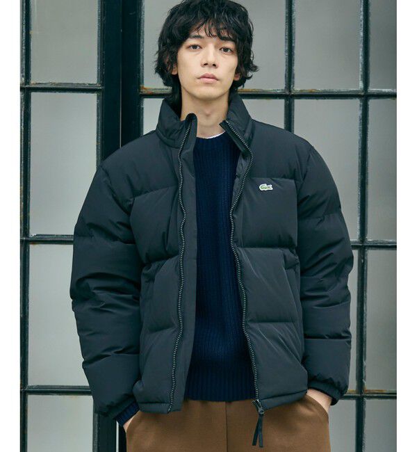 LACOSTE「撥水 防風 テクニカルファブリック ボリュームダウンフーデッドジャケット」|ダウン|