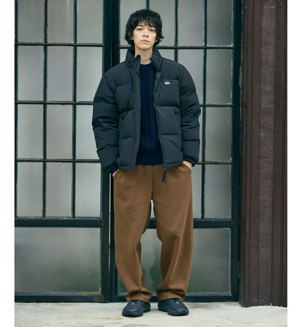 LACOSTE「撥水 防風 テクニカルファブリック ボリュームダウンフーデッドジャケット」|ダウン|