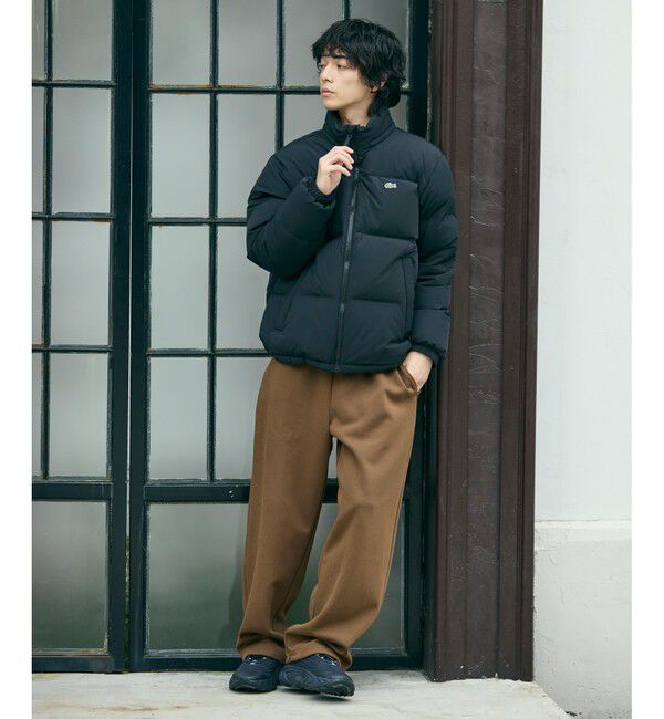 LACOSTE「撥水 防風 テクニカルファブリック ボリュームダウンフーデッドジャケット」|ダウン|