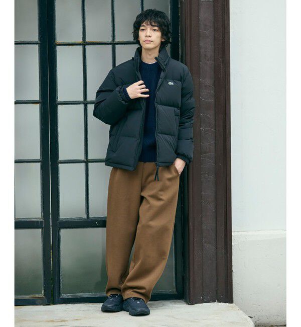 LACOSTE「撥水 防風 テクニカルファブリック ボリュームダウンフーデッドジャケット」|ダウン|