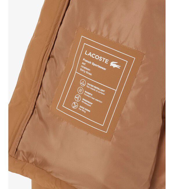 LACOSTE「撥水 防風 テクニカルファブリック ボリュームダウンフーデッドジャケット」|ダウン|