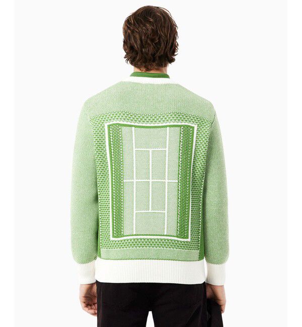 LACOSTE「テニスコートモチーフ ジャカードニットセーター」|ニット・セーター|