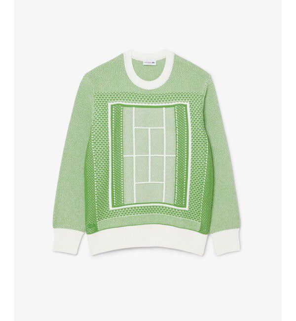 LACOSTE「テニスコートモチーフ ジャカードニットセーター」|ニット・セーター|