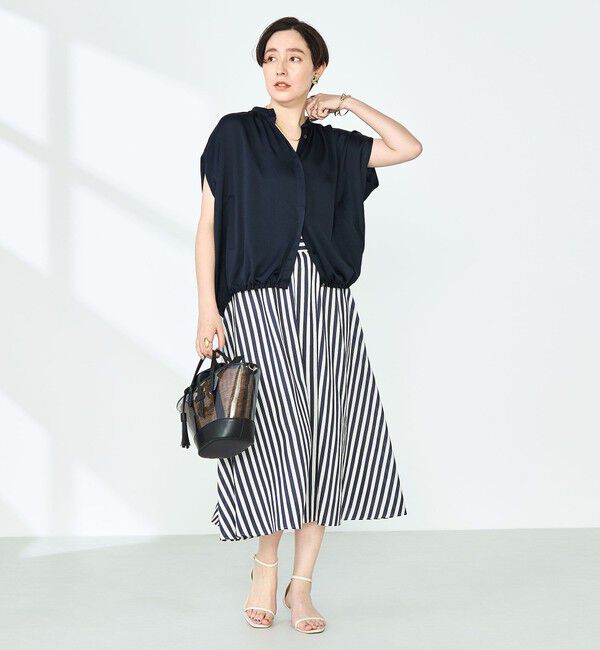 NOLLEY'S「ハンマーサテンケープブラウス」|シャツ・ブラウス|