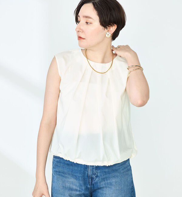 NOLLEY'S「《セットアップ対応》撥水ストレッチタフタタックブラウス」|シャツ・ブラウス|