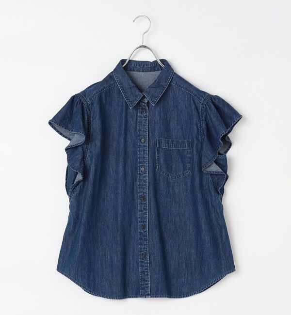 Rie Miller「【RM denim】ラッフルスリーブデニムブラウス」|シャツ・ブラウス|