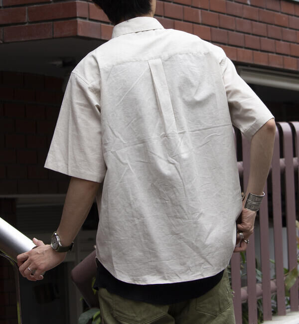 GLOSTER「【GLOSTER/グロスター】コットンリネン 半袖シャツ レギュラーカラー 綿麻」|シャツ・ブラウス|