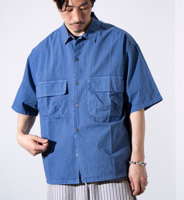 GLOSTER「【GLOSTER/グロスター】コットンピグメントショーツスリーブシャツ オーバーシャツ」|シャツ・ブラウス|