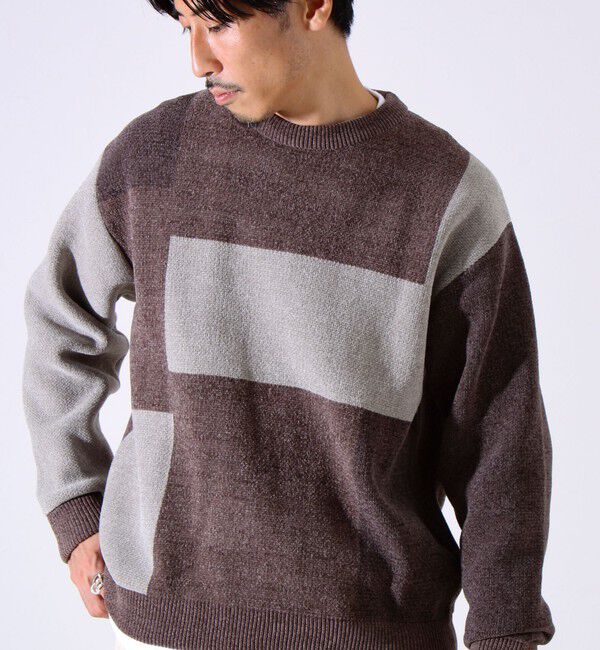 GLOSTER「【GLOSTER/グロスター】モールブロッキング ニットプルオーバー」|ニット・セーター|