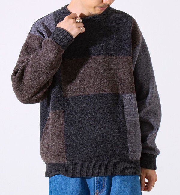 GLOSTER「【GLOSTER/グロスター】モールブロッキング ニットプルオーバー」|ニット・セーター|