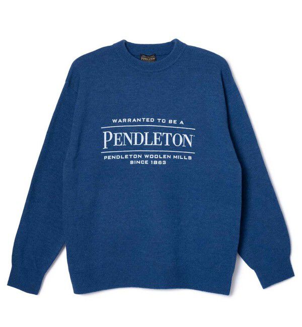 GLOSTER「【PENDLETON/ペンドルトン】 ロゴプリントクルーネックニット(7GG)」|ニット・セーター|ブルー