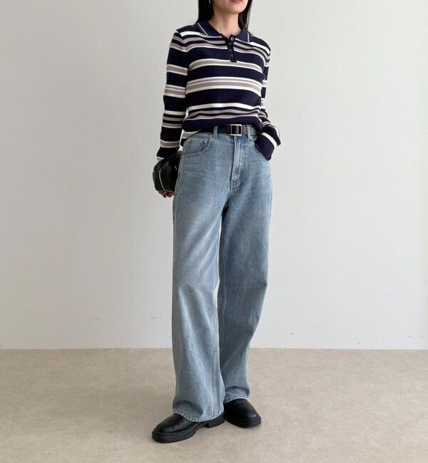 fredy emue「マルチボーダー衿付きリブニット」|ニット・セーター|