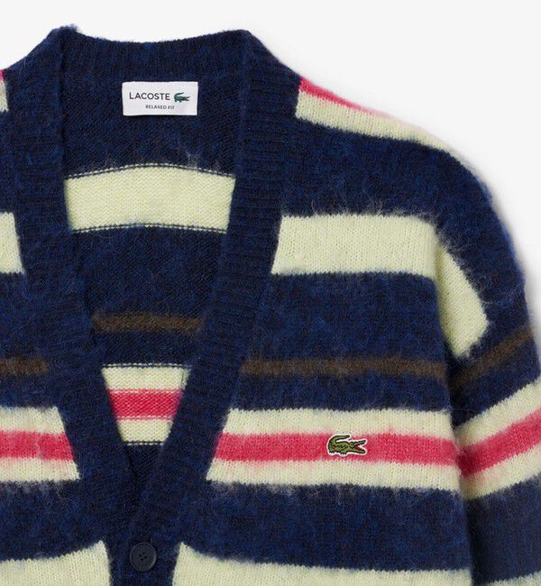 GLOSTER「【LACOSTE/ラコステ】アルパカブレンドボーダーニットカーディガン」|ニット・セーター|