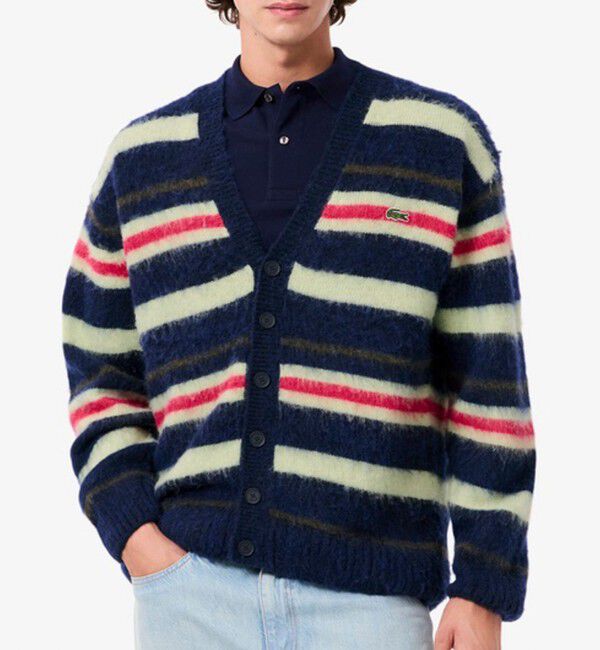 GLOSTER「【LACOSTE/ラコステ】アルパカブレンドボーダーニットカーディガン」|ニット・セーター|