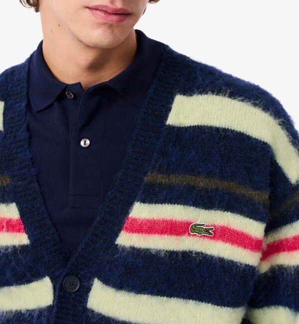 GLOSTER「【LACOSTE/ラコステ】アルパカブレンドボーダーニットカーディガン」|ニット・セーター|