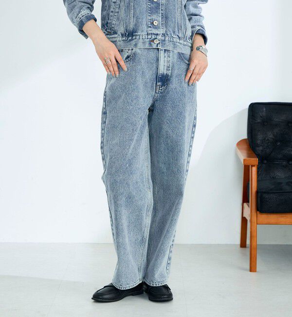 fredy emue「《セットアップ対応》ワイドテーパードデニムパンツ」|デニム|サックスブルー