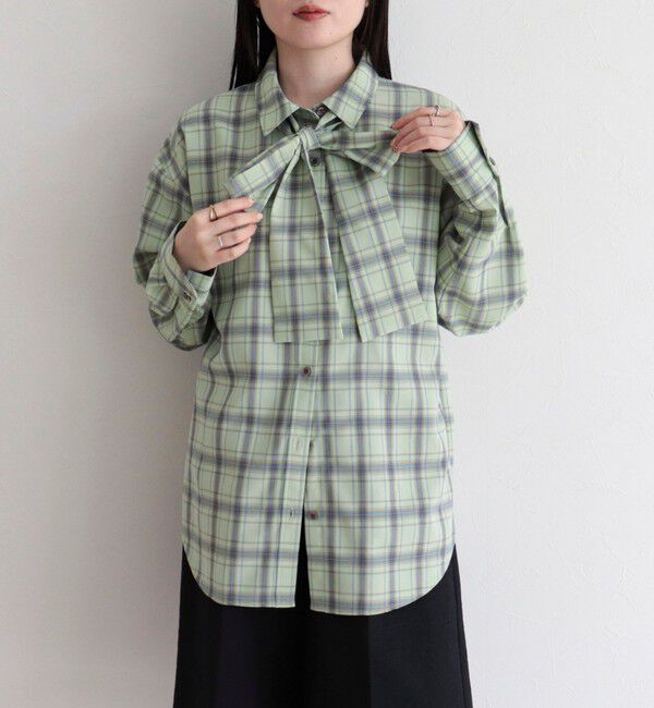 fredy emue「チェック柄ビッグボウタイブラウス」|シャツ・ブラウス|