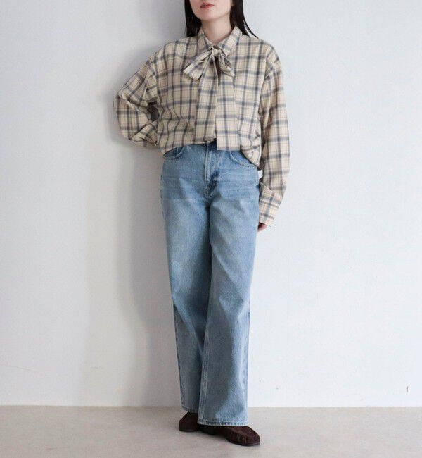 fredy emue「チェック柄ビッグボウタイブラウス」|シャツ・ブラウス|