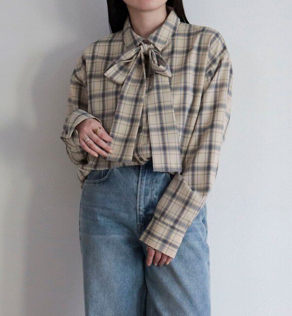 fredy emue「チェック柄ビッグボウタイブラウス」|シャツ・ブラウス|